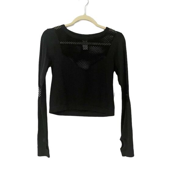 JoyLab Black Seamless Crop Top with Thumbholes Size M - Picture 3 of 9